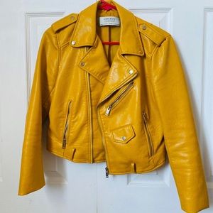 Yellow Faux Leather Jacket